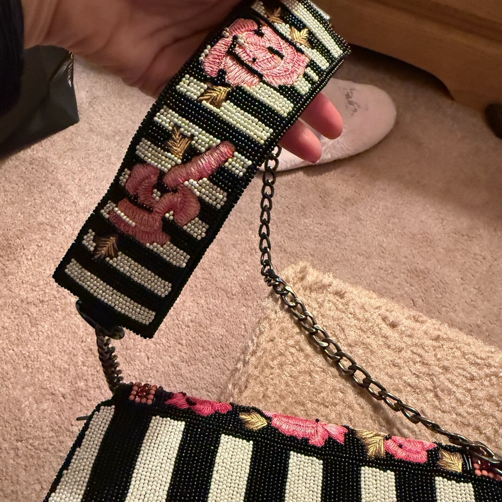 Mary Frances Black and Pink Floral Mini Bag - Picture 6 of 13